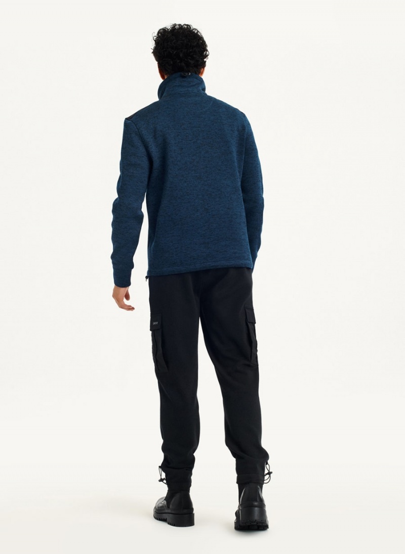 Navy DKNY Funnel Neck Pullover Men's Sweatshirts | USA-D1450