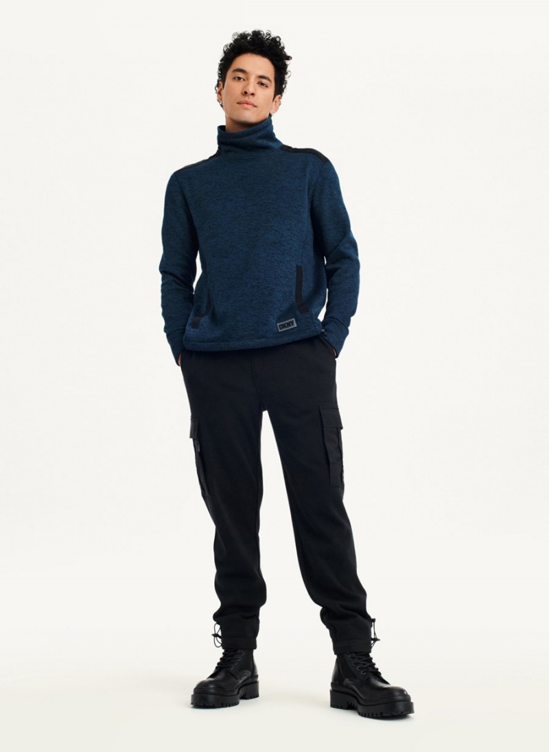 Navy DKNY Funnel Neck Pullover Men's Sweatshirts | USA-D1450