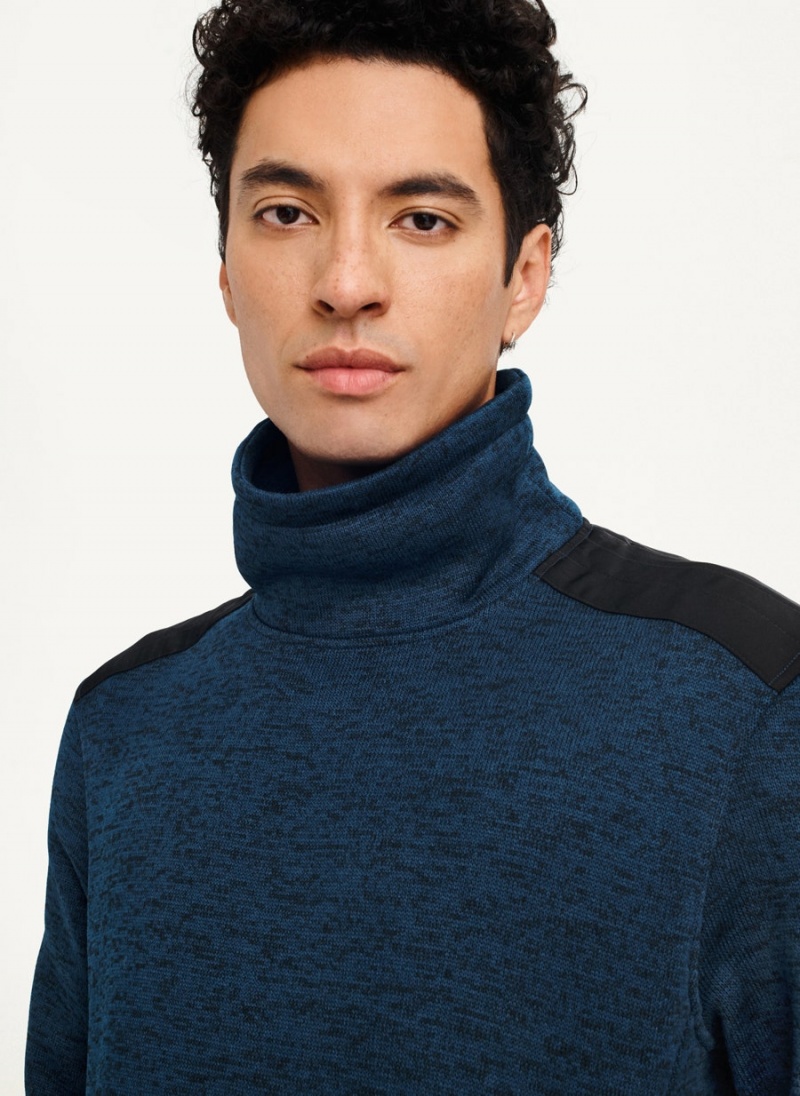 Navy DKNY Funnel Neck Pullover Men's Sweatshirts | USA-D1450