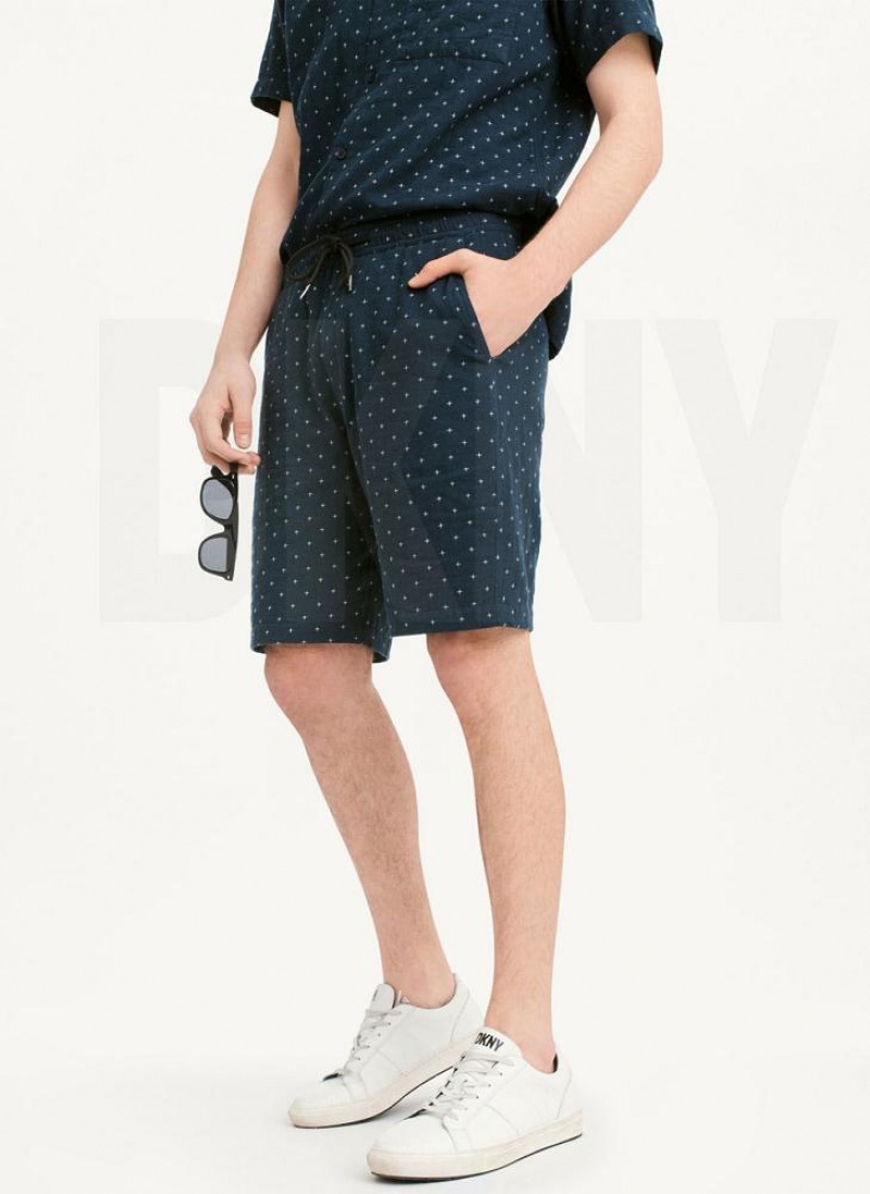 Navy DKNY Jacquard Men's Shorts | USA-D1228