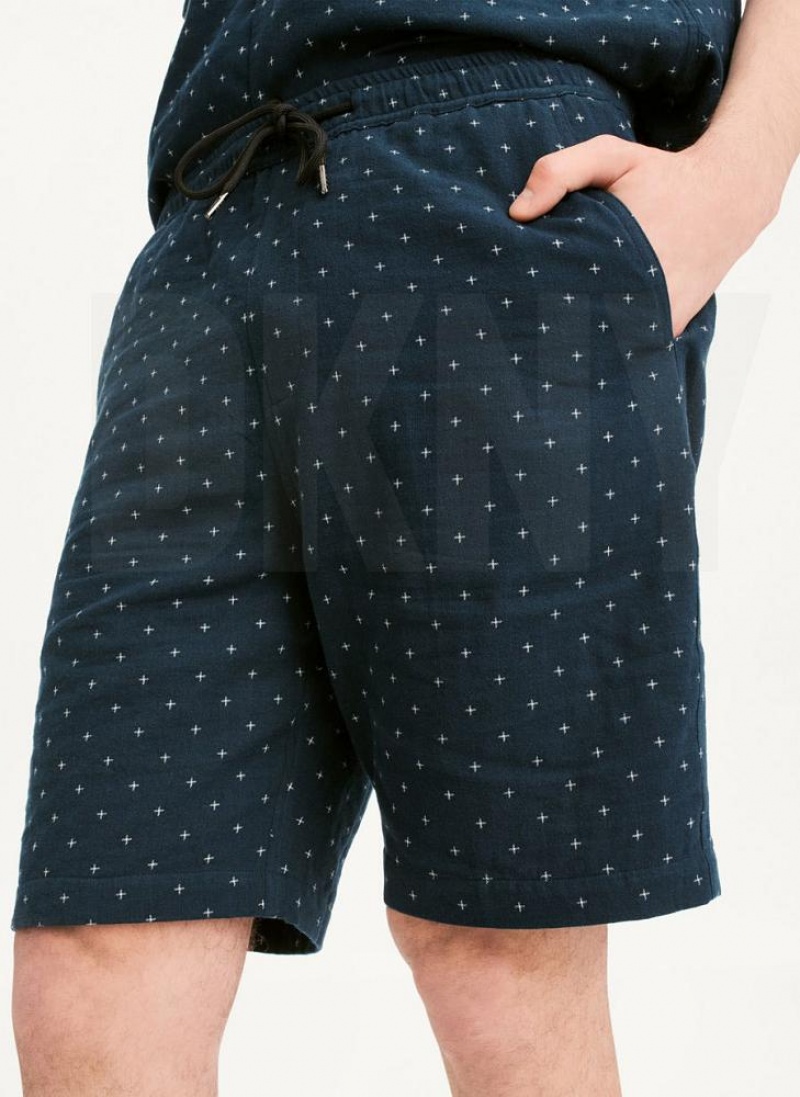 Navy DKNY Jacquard Men\'s Shorts | USA-D1228