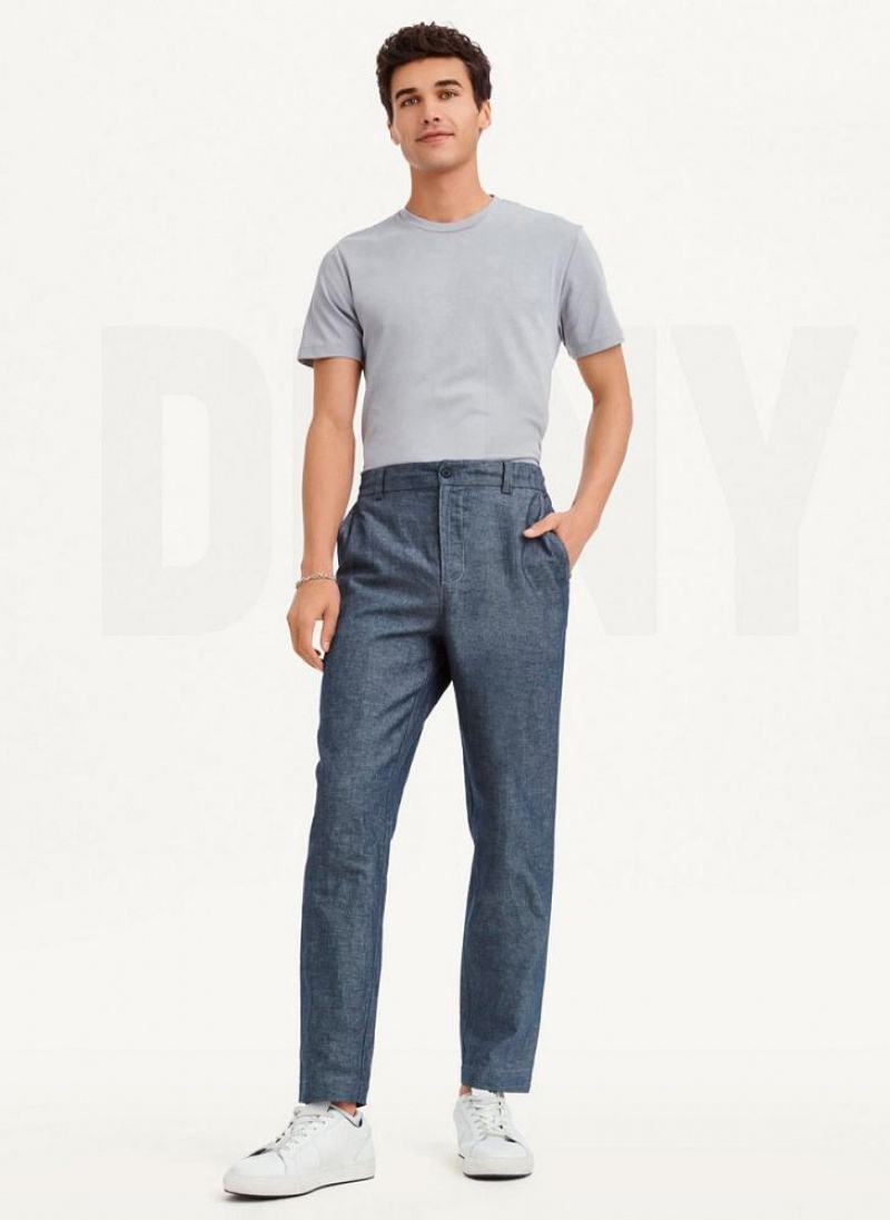 Navy DKNY Linens Men's Pants | USA-D1608