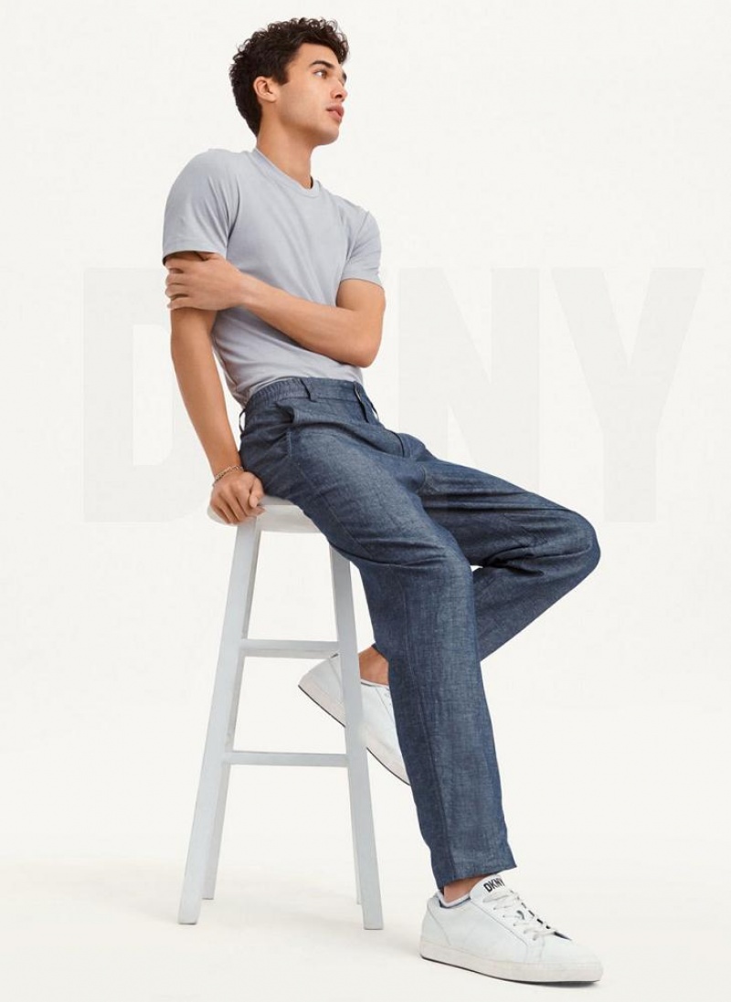 Navy DKNY Linens Men's Pants | USA-D1608