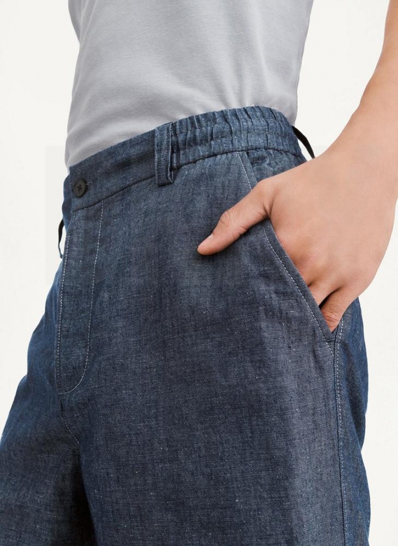 Navy DKNY Linens Men's Pants | USA-D1608