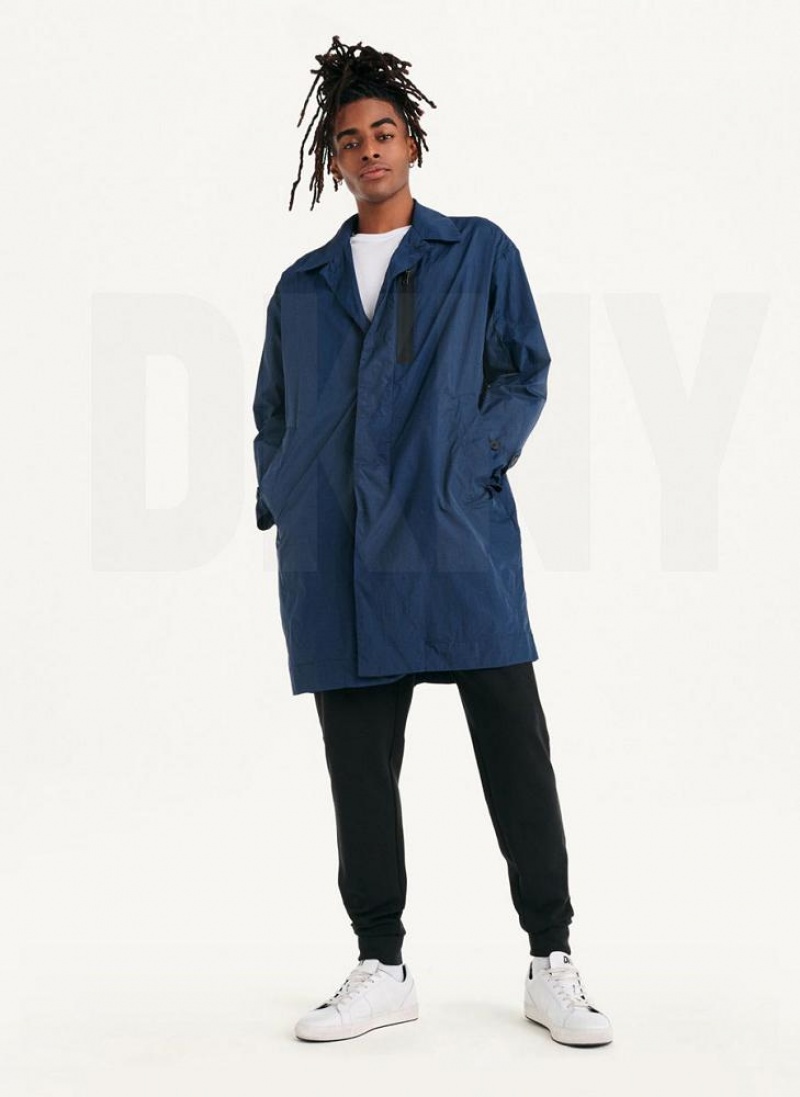 Navy DKNY Nylon Collared Trench Men's Jackets | USA-D1139