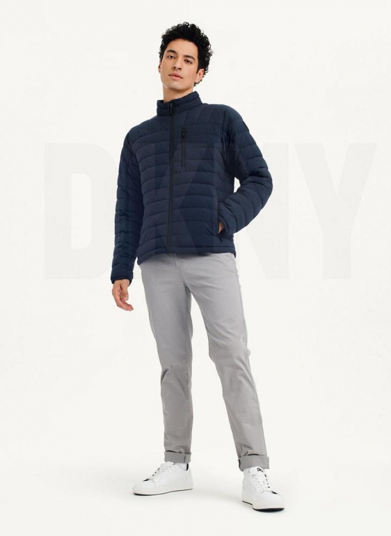 Navy DKNY Packable Men's Puffer Jacket | USA-D0590