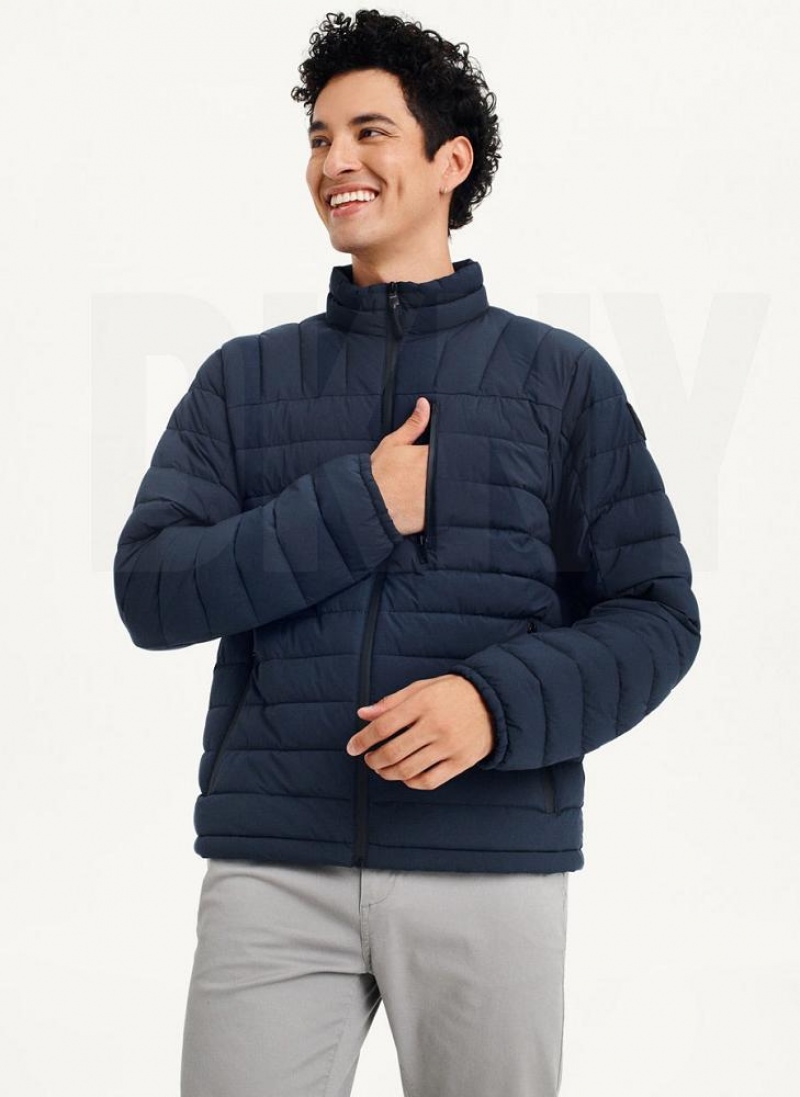 Navy DKNY Packable Men's Puffer Jacket | USA-D0590