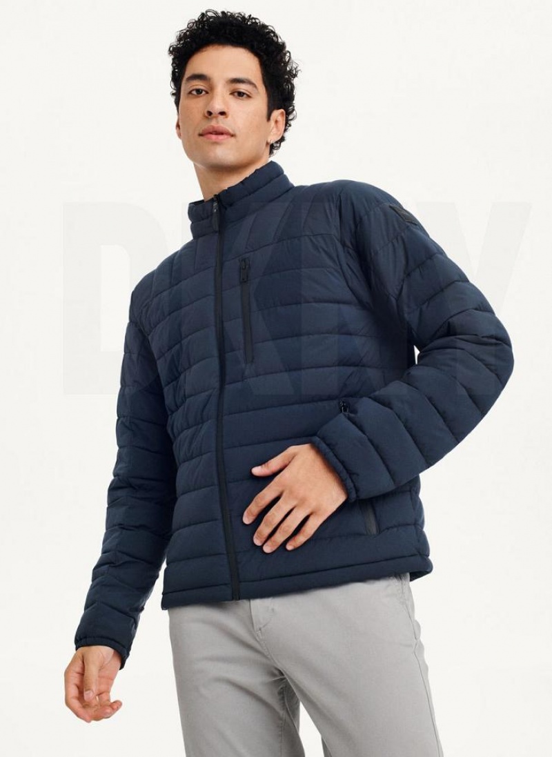Navy DKNY Packable Men's Puffer Jacket | USA-D0590