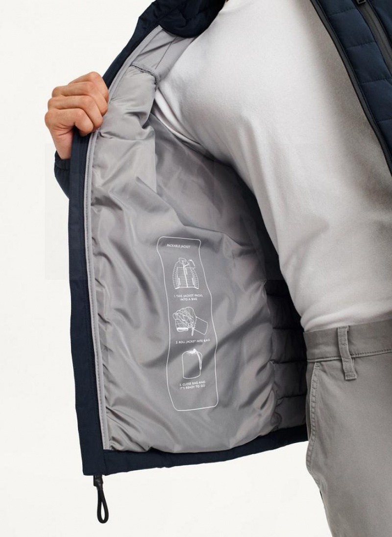 Navy DKNY Packable Men's Puffer Jacket | USA-D0590