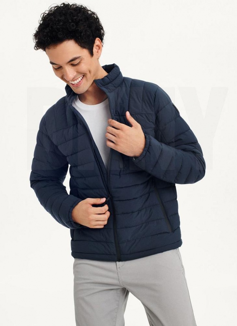 Navy DKNY Packable Men\'s Puffer Jacket | USA-D0590