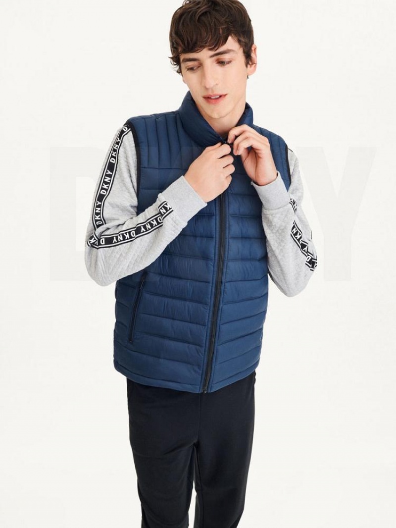 Navy DKNY Packable Quilted Vest Men's Jackets | USA-D1226
