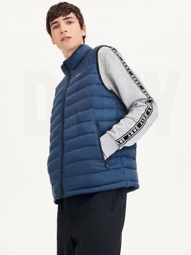 Navy DKNY Packable Quilted Vest Men's Jackets | USA-D1226