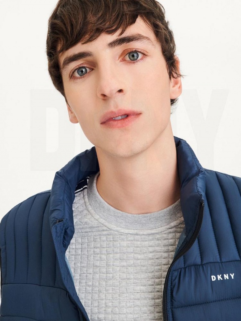 Navy DKNY Packable Quilted Vest Men's Jackets | USA-D1226