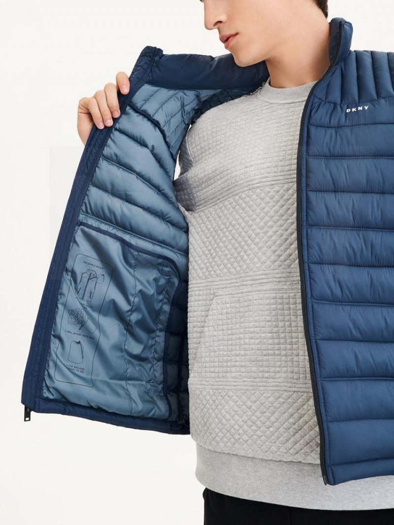 Navy DKNY Packable Quilted Vest Men's Jackets | USA-D1226