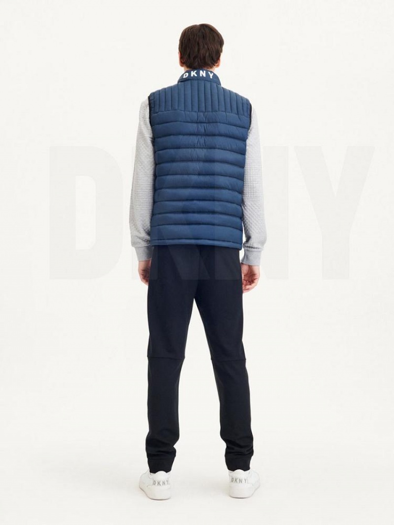 Navy DKNY Packable Quilted Vest Men's Jackets | USA-D1226