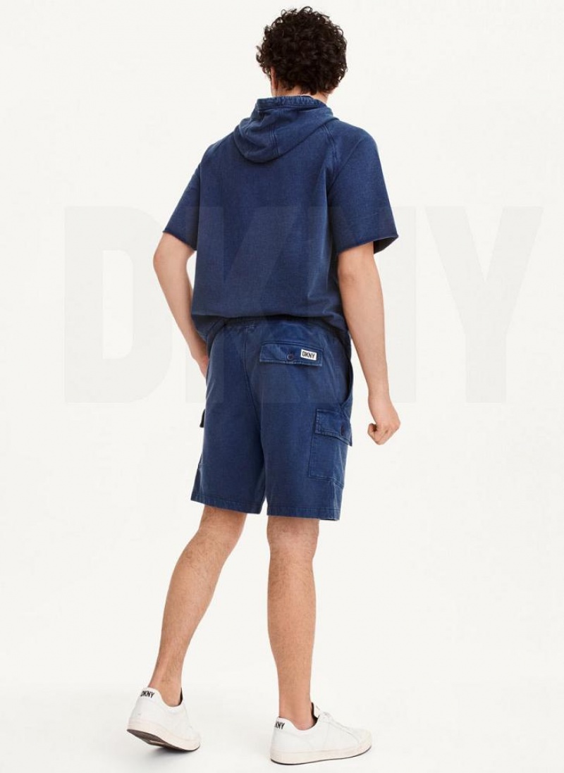 Navy DKNY Pigment Garment Dye Men's Shorts | USA-D1465