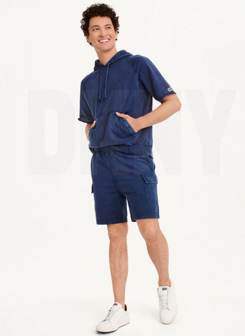 Navy DKNY Pigment Garment Dye Men's Shorts | USA-D1465