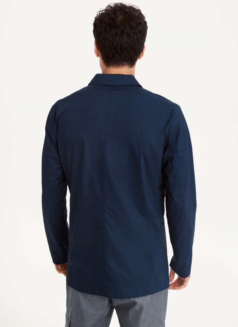 Navy DKNY Poplin Men's Blazers | USA-D0269