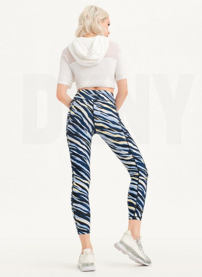 Navy DKNY Printed Women's Leggings | USA-D1558