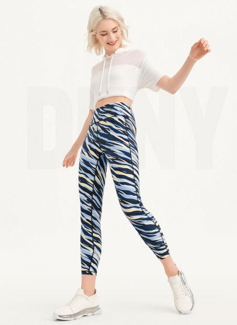 Navy DKNY Printed Women's Leggings | USA-D1558