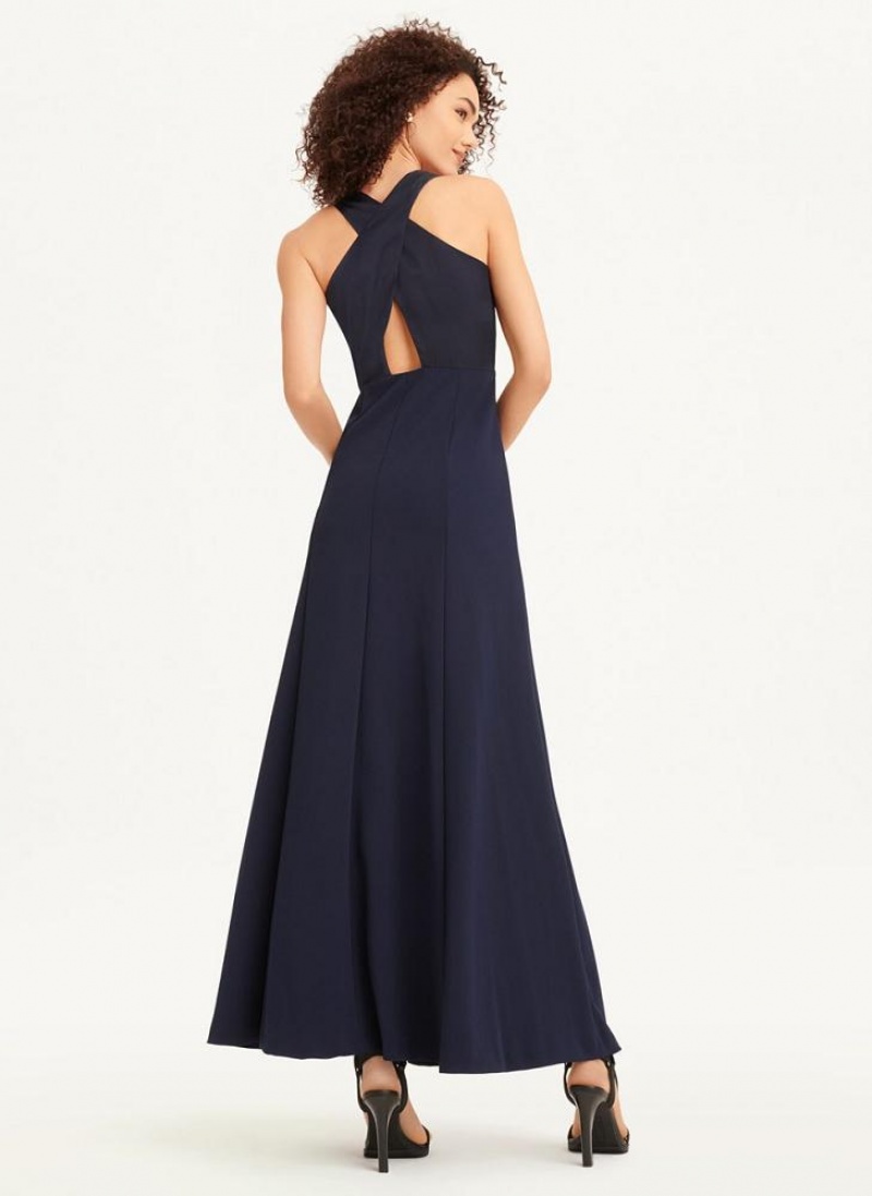 Navy DKNY Sleeveless Mermaid Cross Back Women's Dresses | USA-D1594