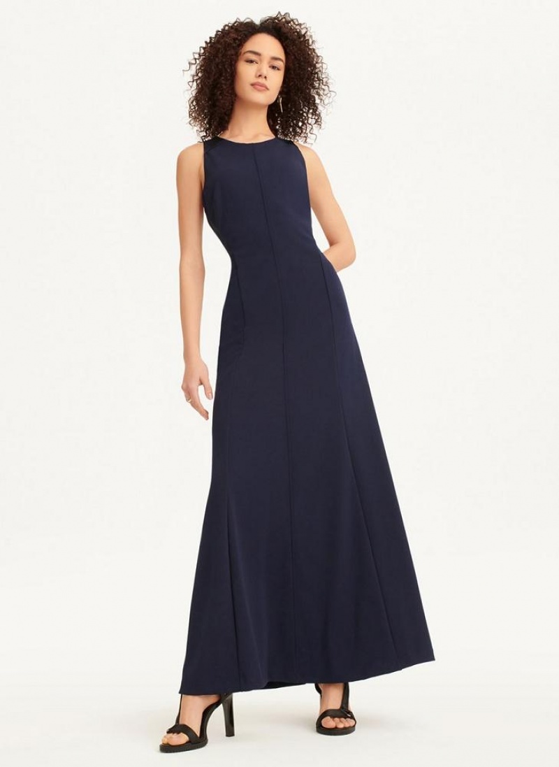 Navy DKNY Sleeveless Mermaid Cross Back Women's Dresses | USA-D1594