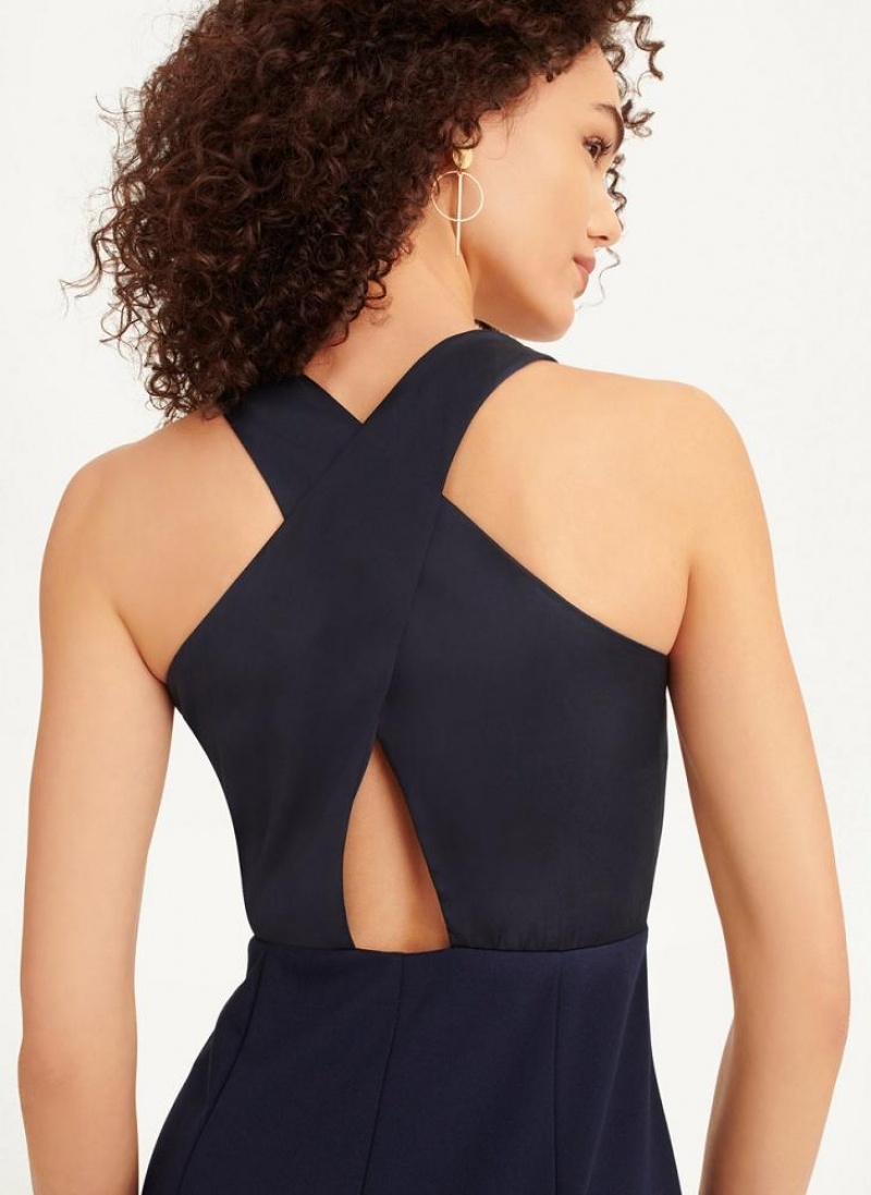 Navy DKNY Sleeveless Mermaid Cross Back Women's Dresses | USA-D1594