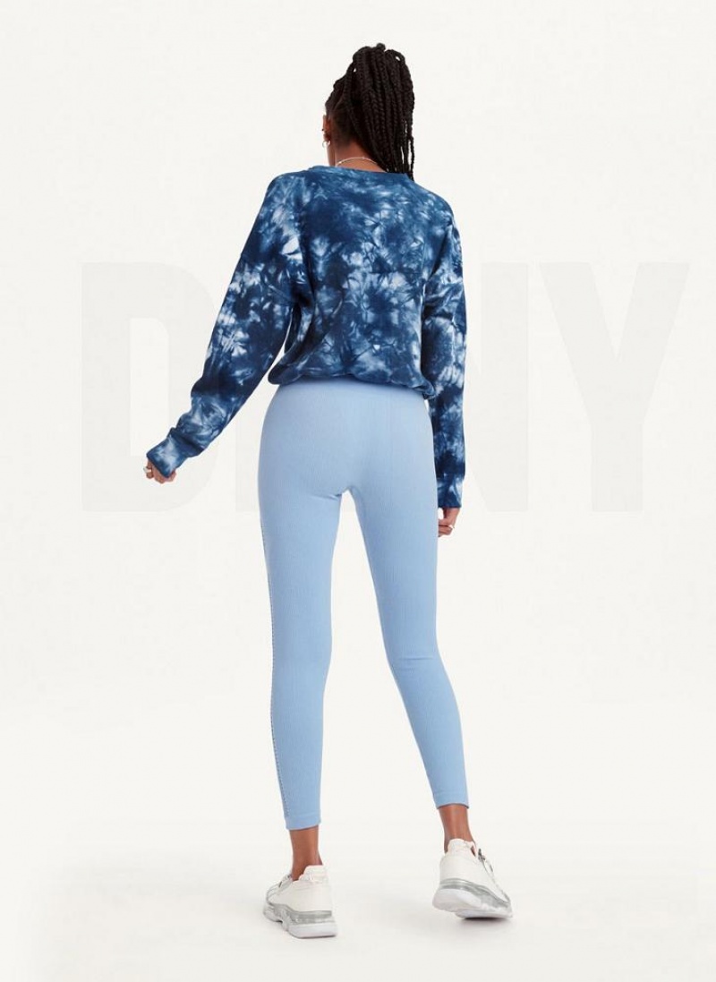 Navy DKNY Tie Dye Crew Neck Pullover With Tie Women's Sweatshirts | USA-D0987