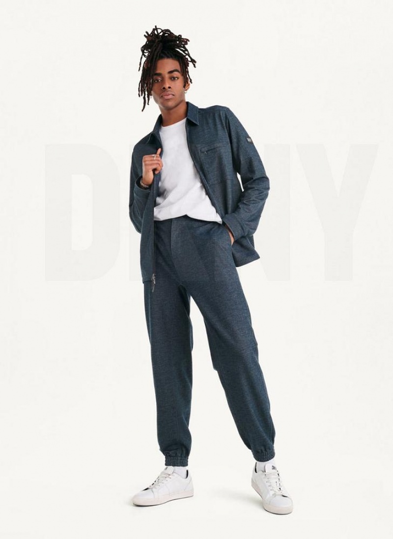 Navy DKNY Twill Knit Men's Joggers | USA-D0824