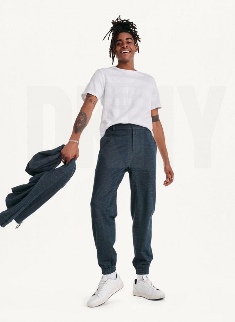 Navy DKNY Twill Knit Men's Joggers | USA-D0824