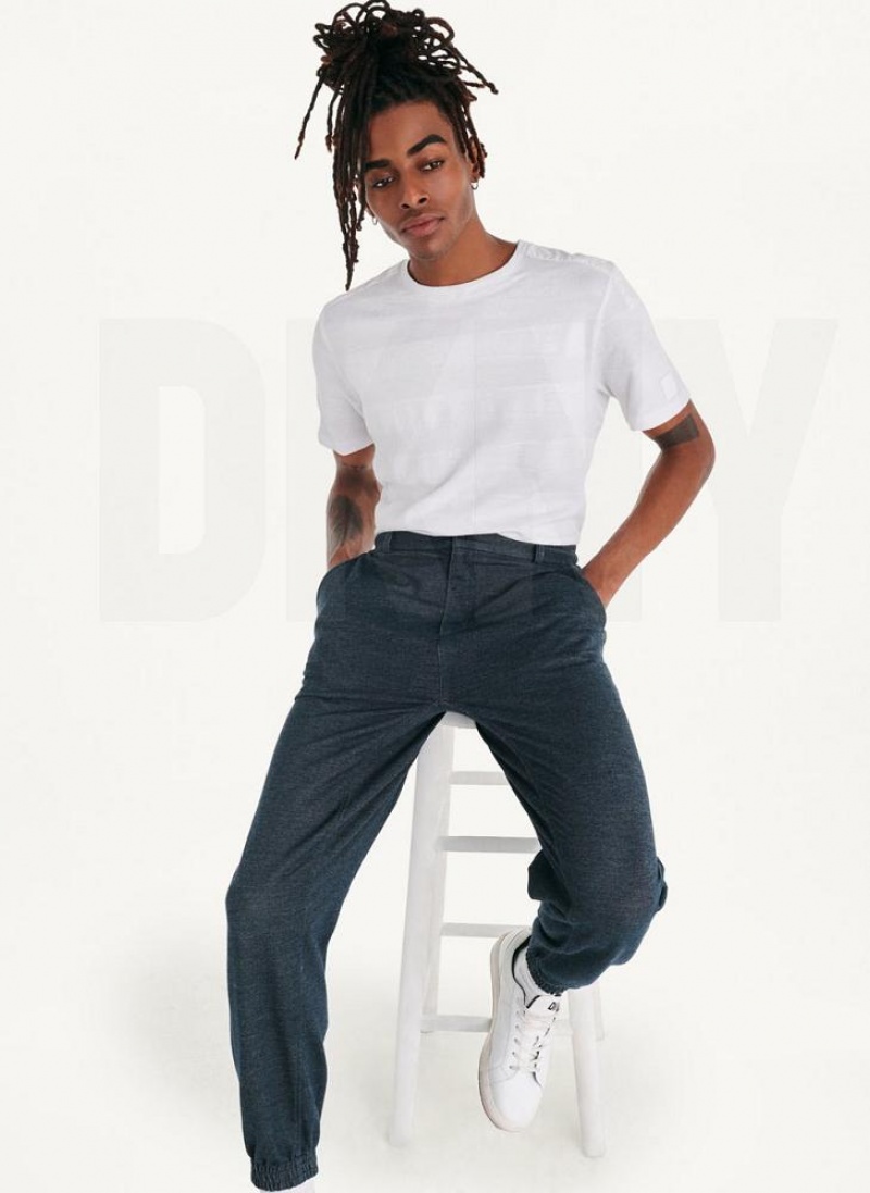 Navy DKNY Twill Knit Men's Joggers | USA-D0824