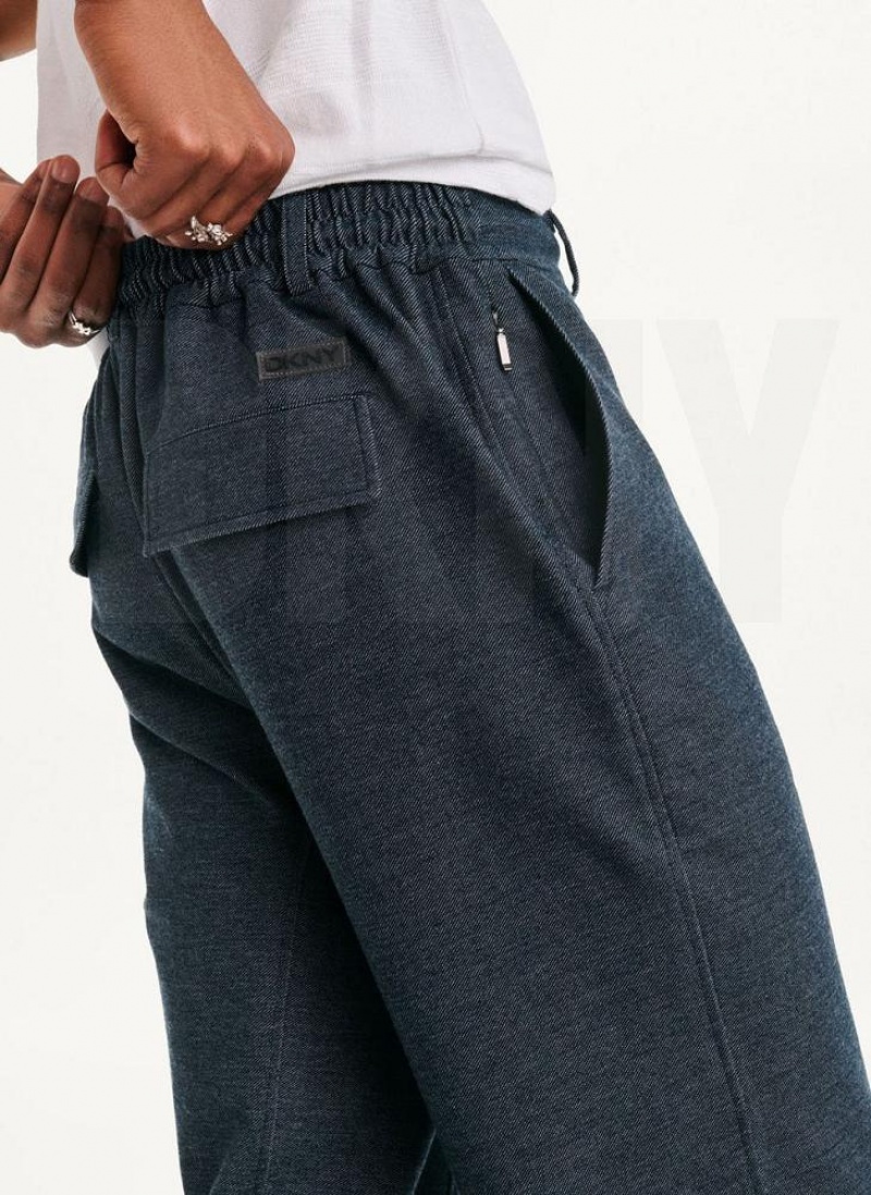 Navy DKNY Twill Knit Men's Joggers | USA-D0824