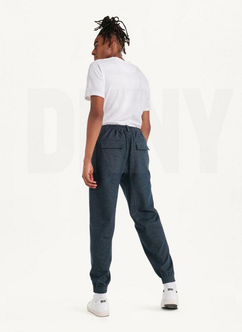 Navy DKNY Twill Knit Men's Joggers | USA-D0824