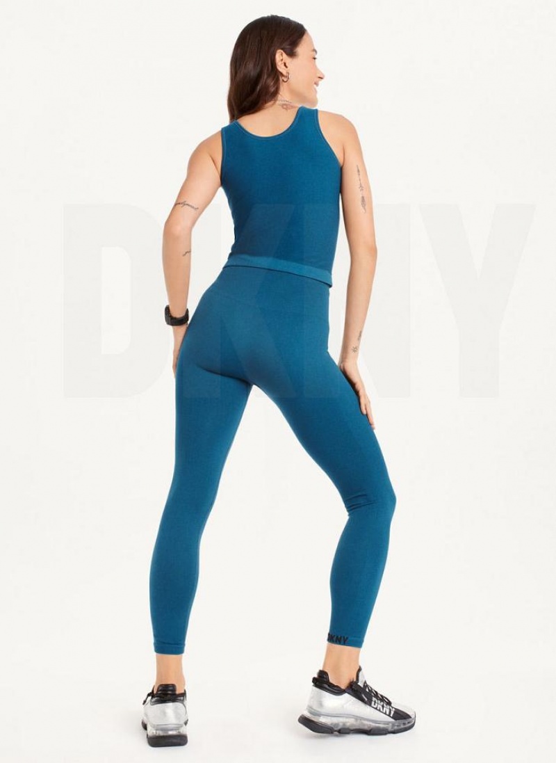 Navy DKNY Twill Seamless Women's Leggings | USA-D0419