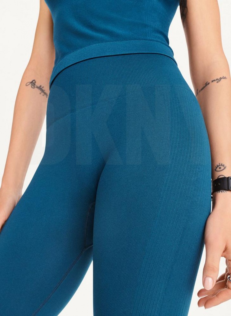 Navy DKNY Twill Seamless Women's Leggings | USA-D0419