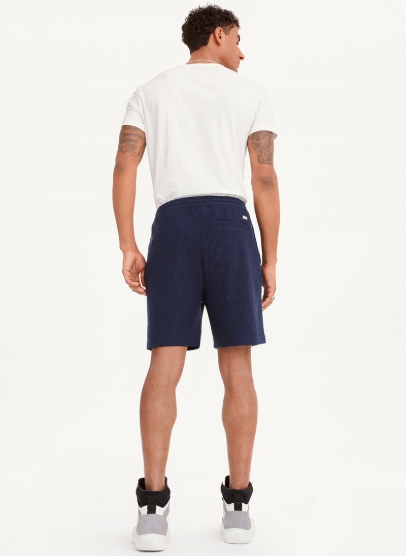 Navy DKNY Vertical Effect Knit Men's Shorts | USA-D0527