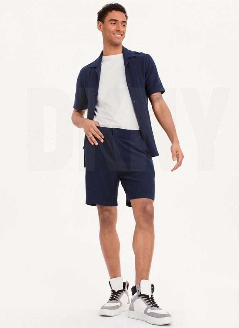 Navy DKNY Vertical Effect Knit Men's Shorts | USA-D0527