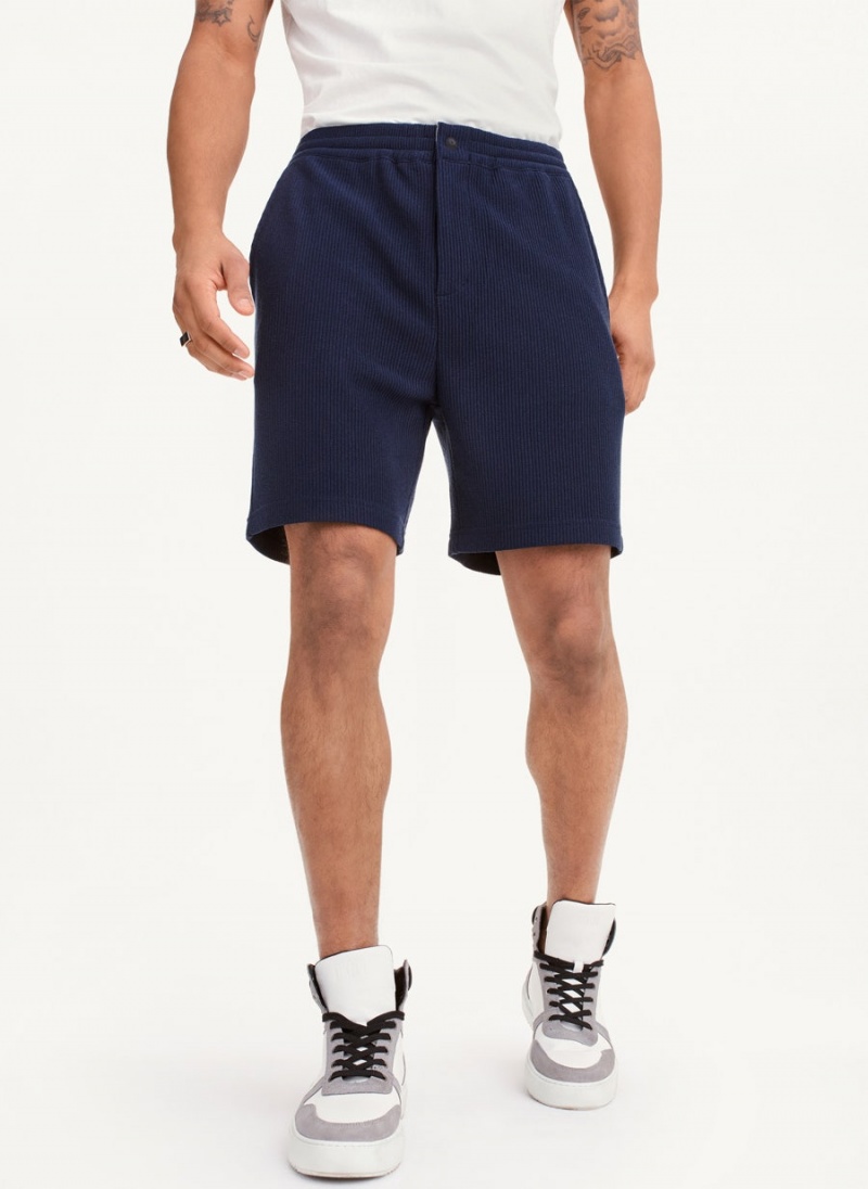 Navy DKNY Vertical Effect Knit Men's Shorts | USA-D0527