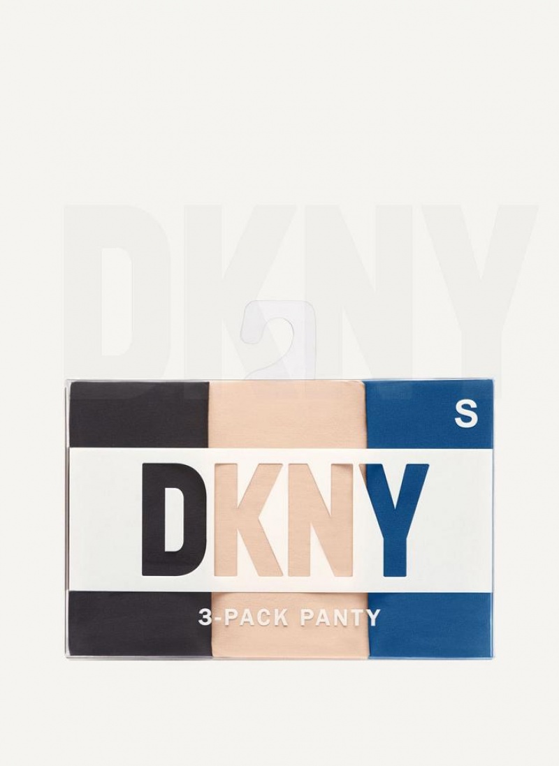 Navy Multicolor DKNY 3 Pack Hipster Women's Panties | USA-D0421