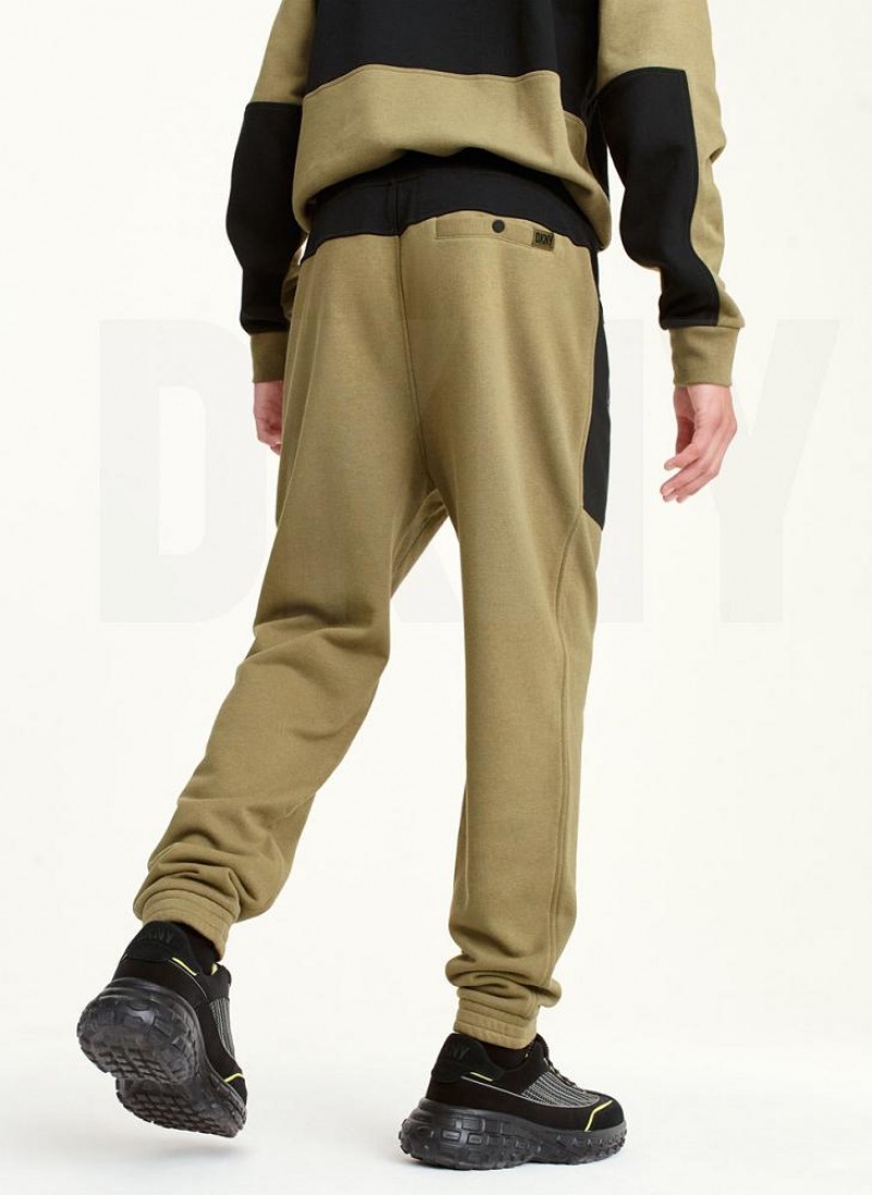 Olive Black DKNY Pull On Colorblock French Terry Men's Pants | USA-D1282