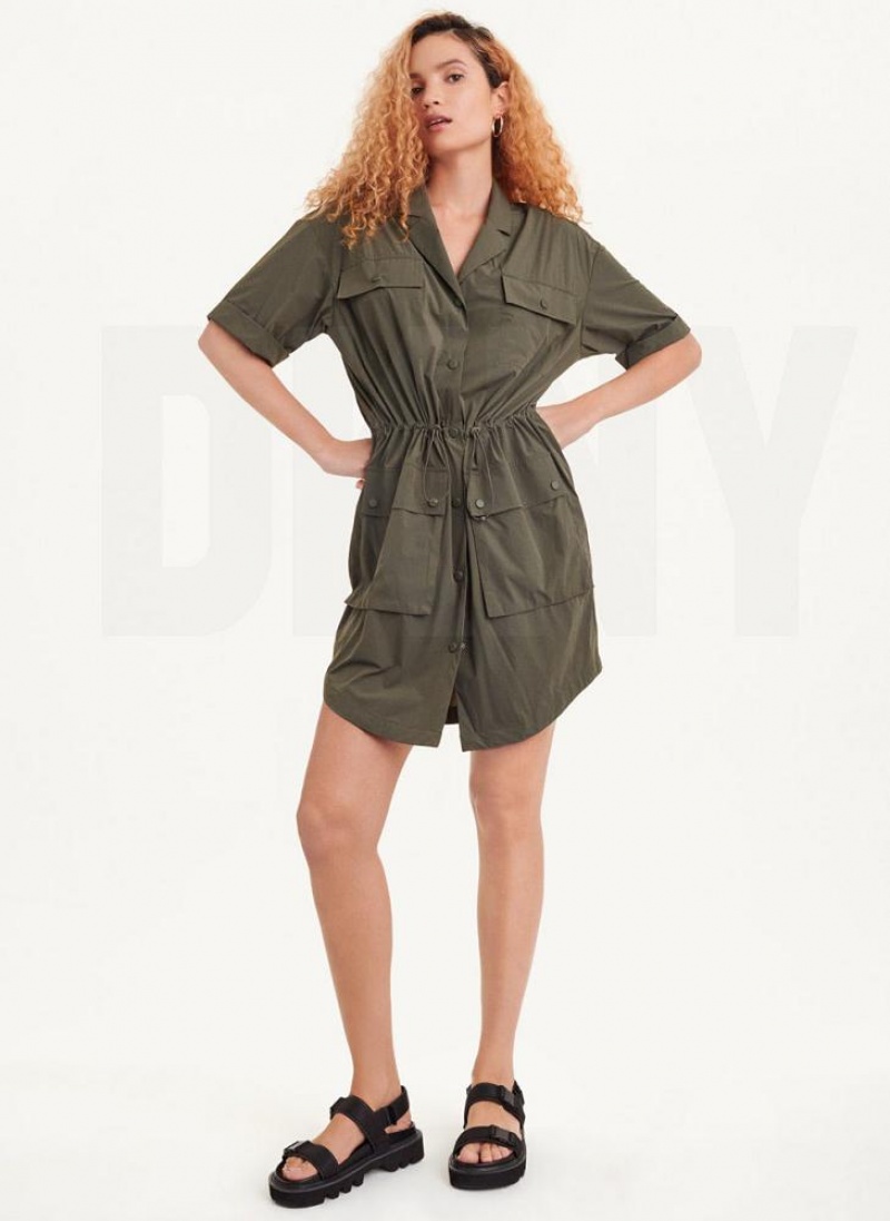 Olive DKNY 4 Pocket Women's Dresses | USA-D0649
