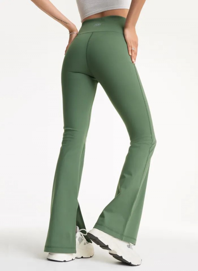 Olive DKNY Balance Compression High-Waist Flare Tight with Slit Women's Leggings | USA-D0768