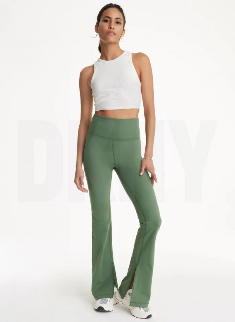 Olive DKNY Balance Compression High-Waist Flare Tight with Slit Women's Leggings | USA-D0768