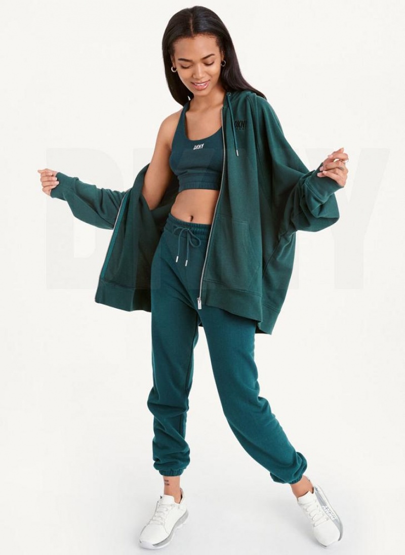 Olive DKNY Balance Oversized Full Zip Women's Hoodies | USA-D1088