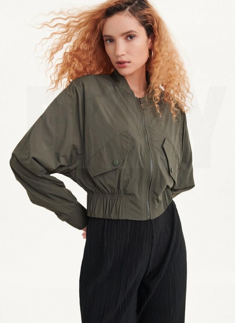Olive DKNY Bomber Jacket Women\'s Jumpsuits | USA-D0256