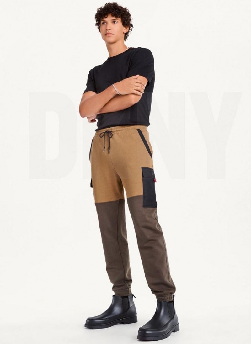 Olive DKNY Colorblock Cargo Men's Joggers | USA-D0838