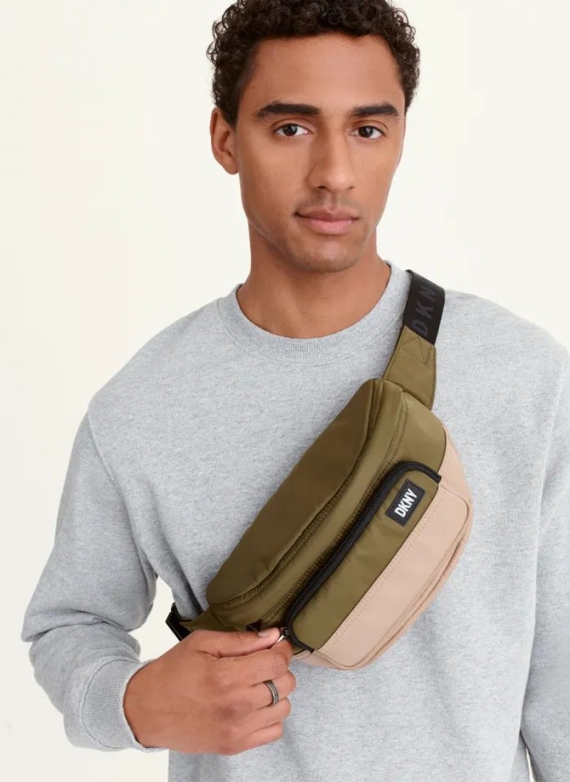 Olive DKNY Colorblock Men's Belt Bags | USA-D0115