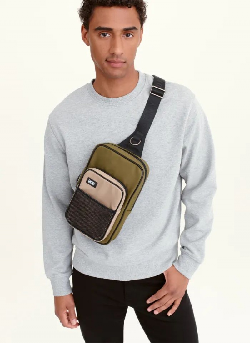 Olive DKNY Colorblock Sling Men's Belt Bags | USA-D1227