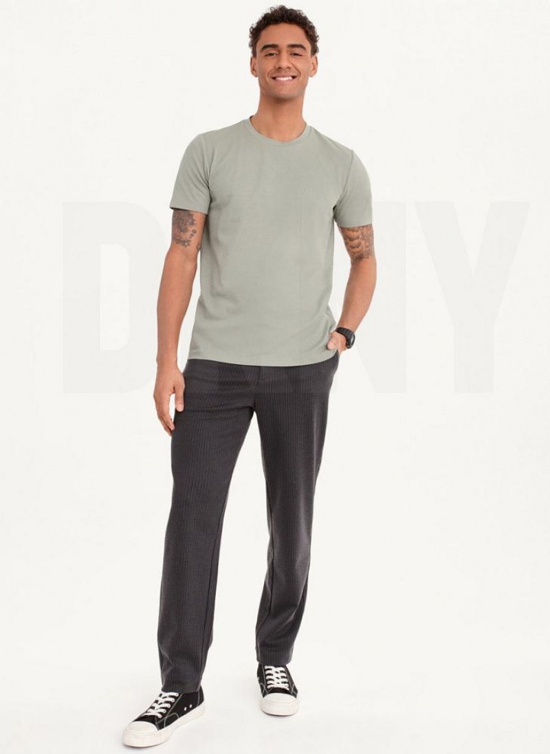 Olive DKNY Cotton Poly Pique Men's T Shirts | USA-D0202