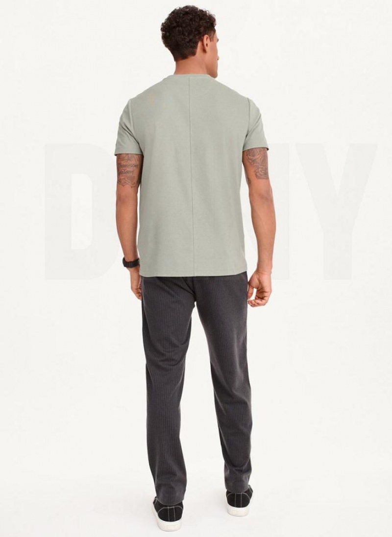 Olive DKNY Cotton Poly Pique Men's T Shirts | USA-D0202